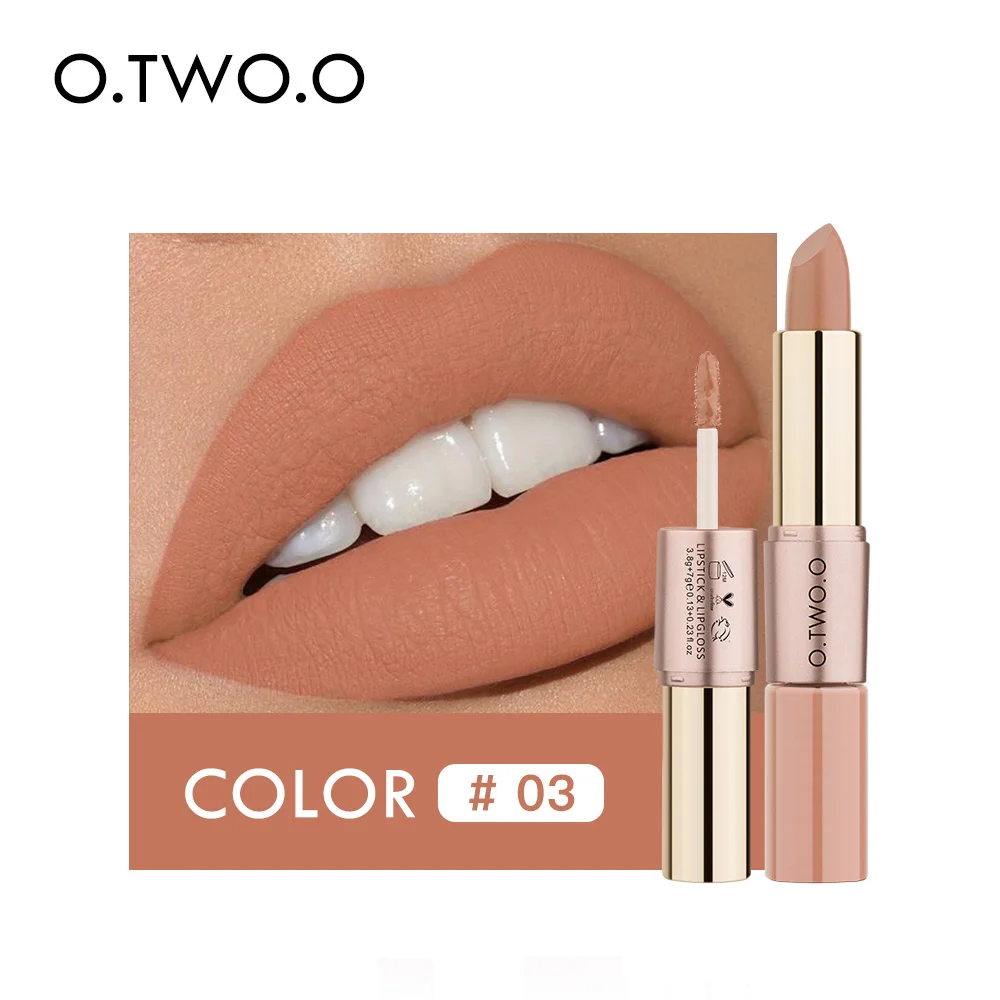 O.TWO.O Matte Lip Gloss Hot Selling Velvet Liquid Lipstick Long-Lasting Moisturizing Makeup Cosmetic with Double Head