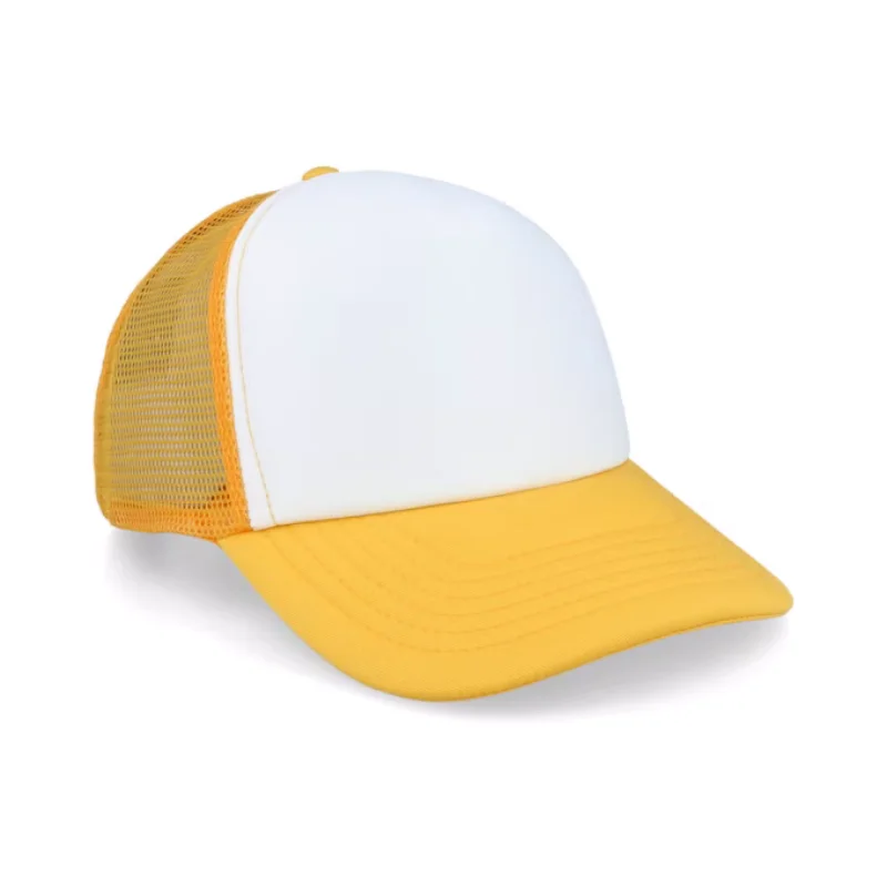 Vintage Foam Sky Sunflower White Trucker Mesh Custom Logo PVC Orange Trucker Hat Wholesale Patch 5 Panel For Women Men Kids
