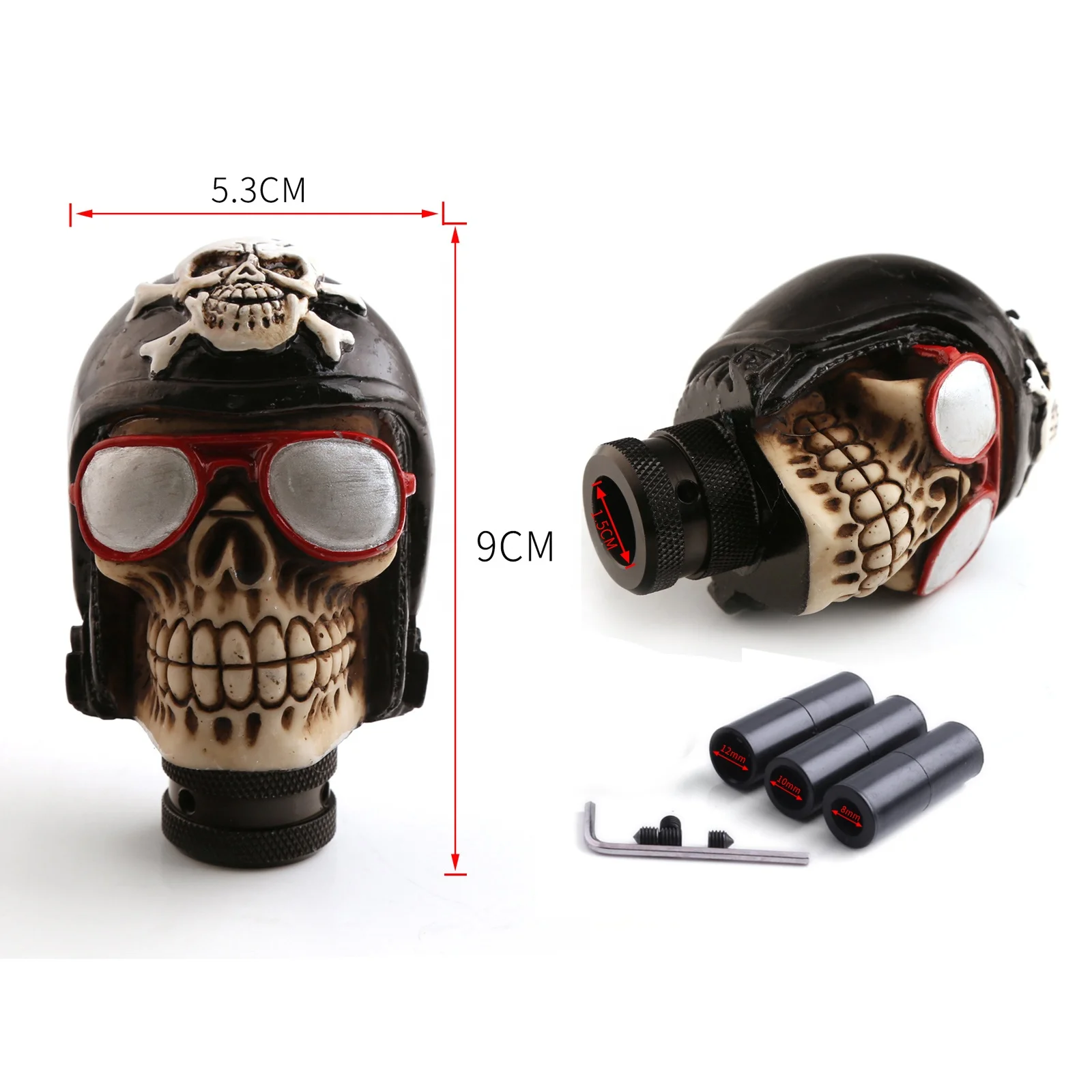 Dtouch Universal Car Manual Gear Shift Knob skull manual gear shift knob Shifter Handle Lever Stick with 3 Adapters