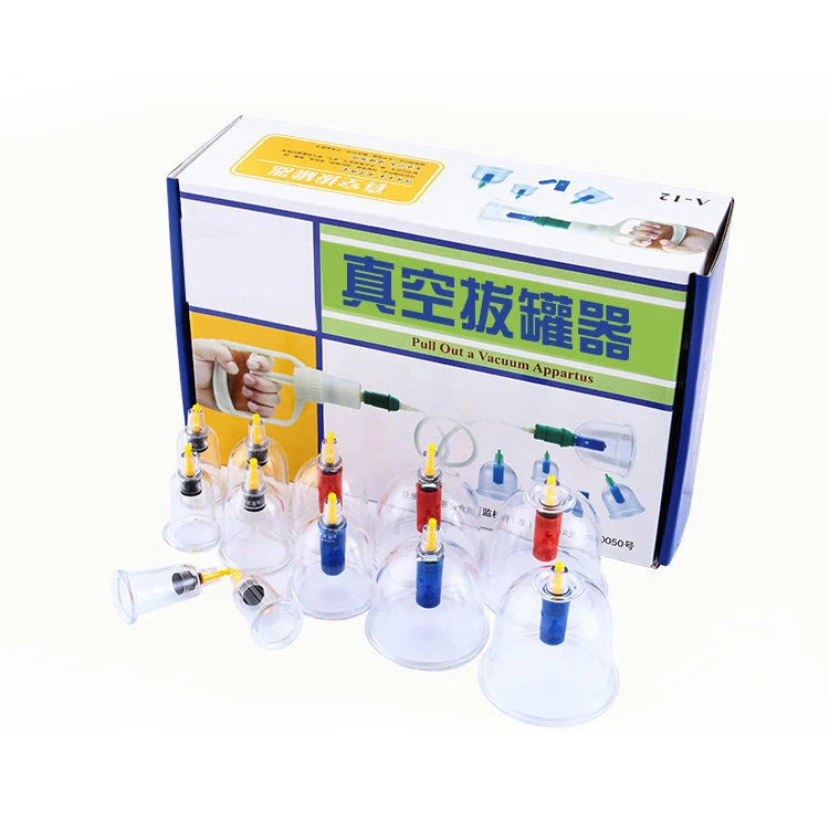 Chinese Medical Safety Vacuum Cupping Set with Box Includes Therapy Body Cupping Cups and Vacuum Cans for Back Treatment