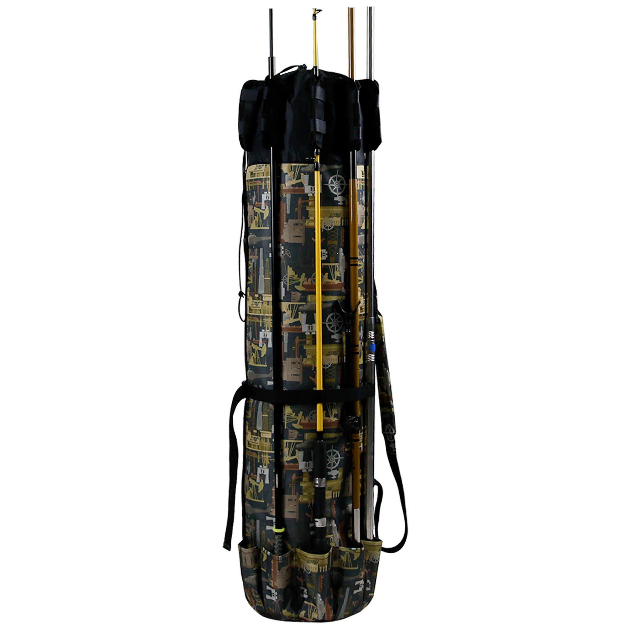 Multi-function Portable Oxford Rod Carrier Waterproof Fishing Rod Reel Organizer Bag for 5 Poles