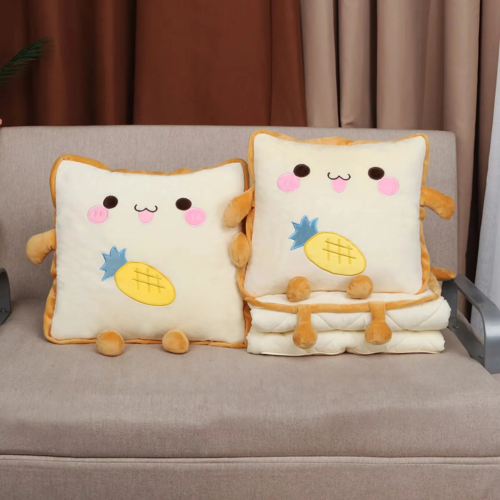 Cartoon soft pillow quilt dual-purpose blanket, cushion pillowcase backrest pillow nap pillow