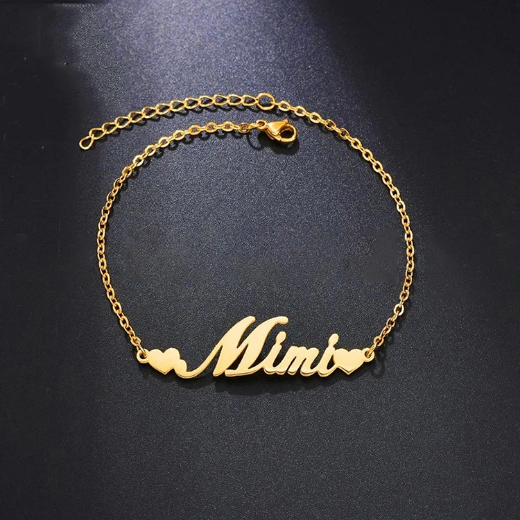 K021 Personalized 18K Gold Plated Earrings Bracelet Stainless Steel Letter Nameplate Necklace Custom Name Necklace Jewelry Set