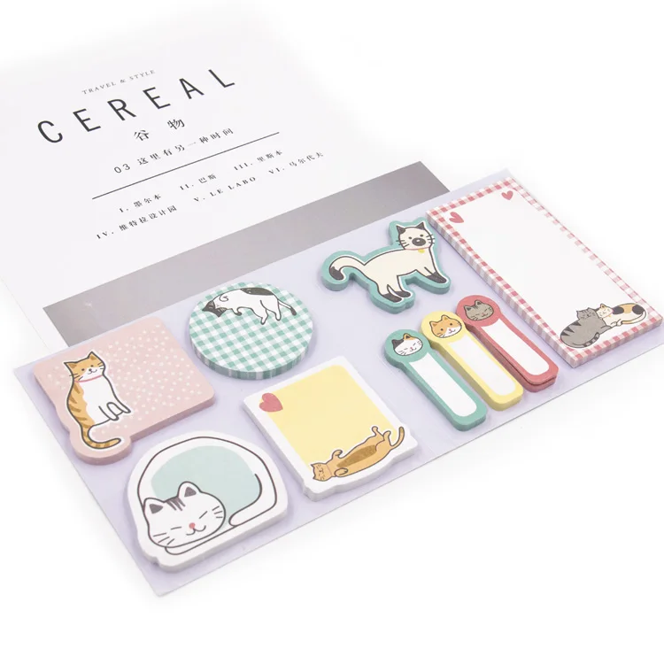 3M Glue Self Adhesive Funny Design Stationery Set Cat Shape Sticky Note Set Memo Pad  Tear Off