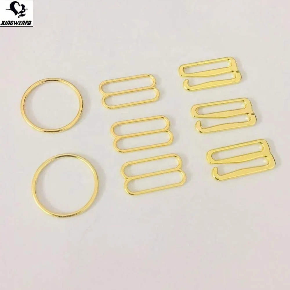 SGS good quality 20mm zinc alloy bra metal adjuster gold ring slider and hook