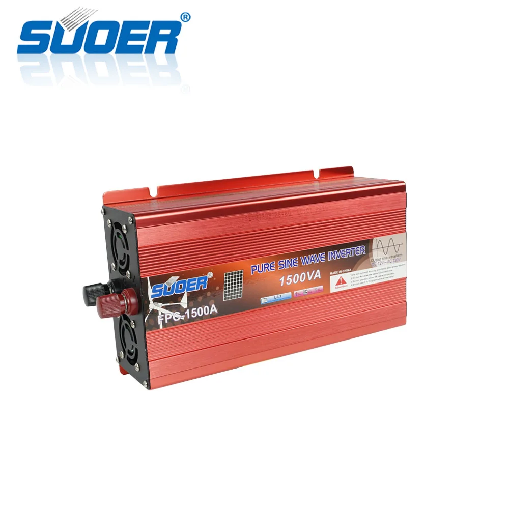  Suoer заводская цена DC 12v AC 220v 1.5kw чистый синусоидальный инвертор солнечной энергии для домашнего