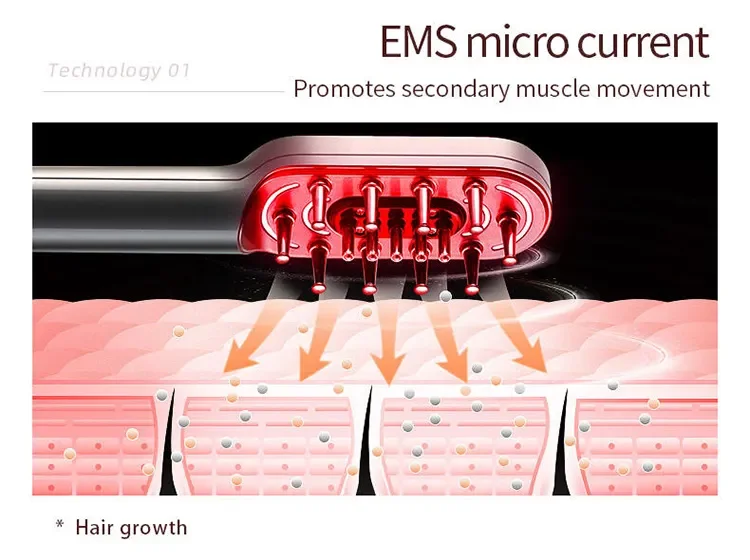 hair loss treatment  650nm red light therapy electric diode tonic brush vibration scalp laser hair growth comb