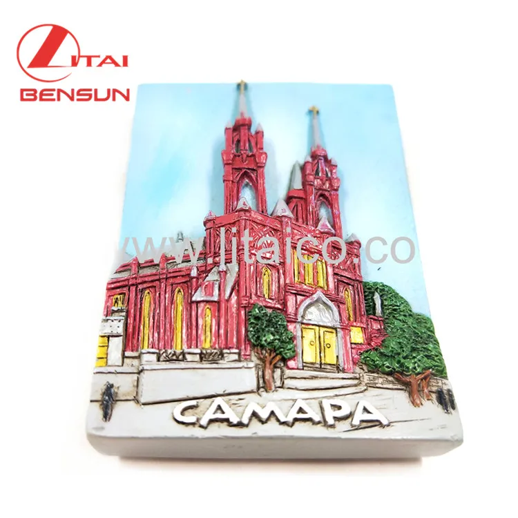 OEM Cartoon Custom logo Resin Fridge Magnet CAMAPA Building Refrigerator Magnet Promotional Gifts