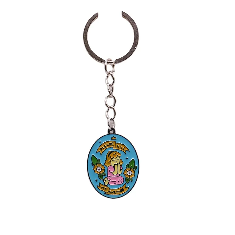 Amerpromo OEM Enamel Keychain Love Shape Lovers People High Quality Zinc Alloy Metal Keychain For Gifs Of Friends Lovers