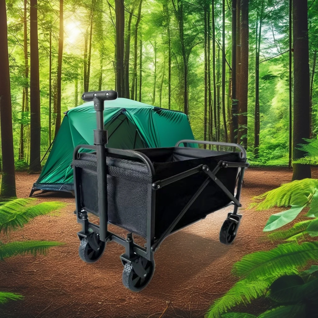 Large Capacity Heavy Duty Folding Wagon Cart with Big Tank Wheels Portable Picnic Beach Sand Cart OEM Customizable