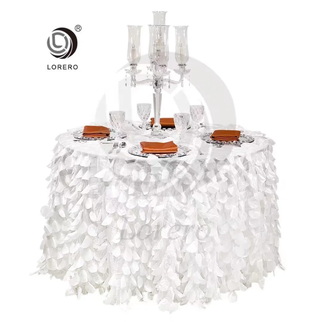 Lorero Factory 100% polyester hotel  wedding  hotel party round ball petal taffeta fabric table  cloth