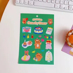 Korean INS Cute Bear Cake Sticker Creative Cell Phone Sticker Diary Decoration Stickers