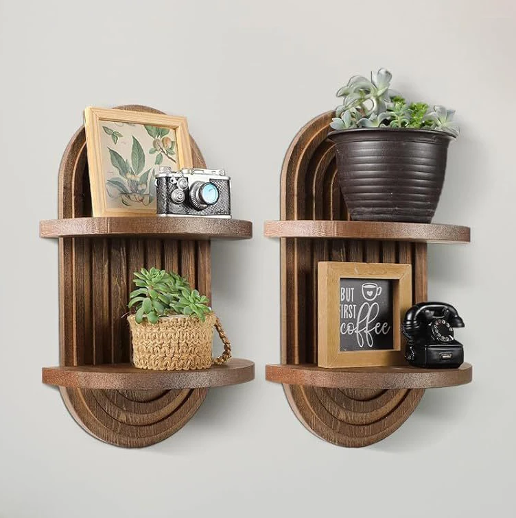 Wall Mounted Bathroom Wooden Shelves home decor Wall Hanging Rack Vintage Solid Wood Storage Shelf living room corner shelves