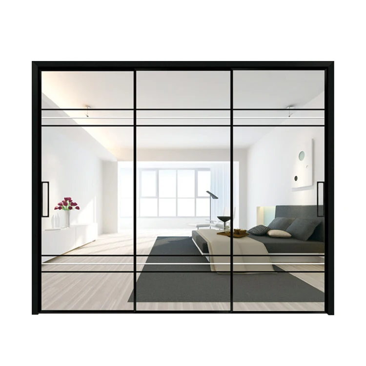 High Quality Minimalist Style Frame Less Tempered Aluminum Sliding Glass Door Interior Partition Door