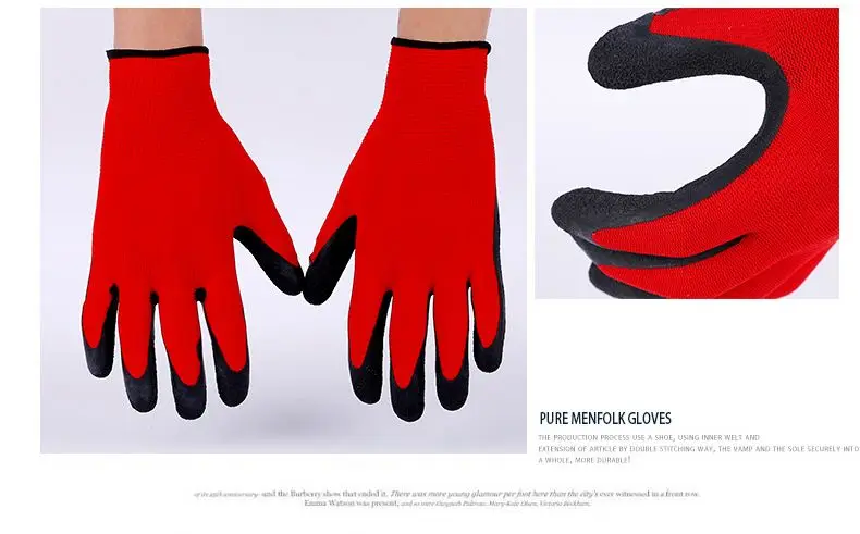 13 Gauge Latex Wrinkled Coated Safety Work Hand Protection Gloves for Gardening Household Construction