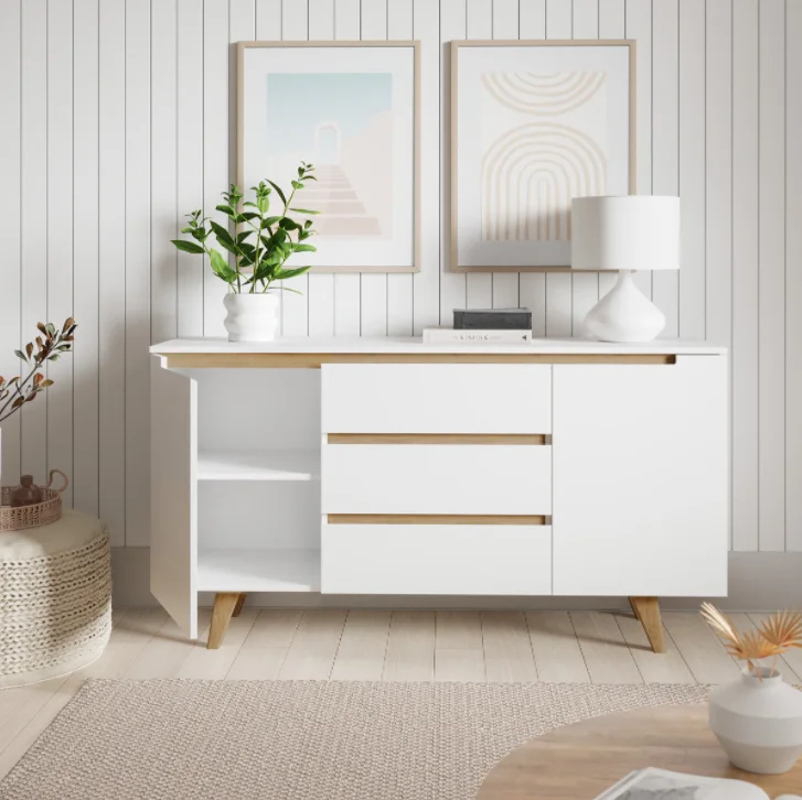 Белый Скандинавский современный деревянный буфетный шкаф с Дубовыми ножками