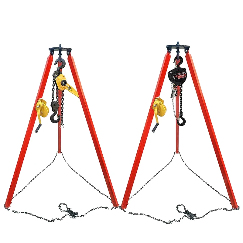 3m 4m 1000kg 2000kg Lifting Tool Rescue Tripod Telescopic Lifting Tripod With Hand Chain Hoist