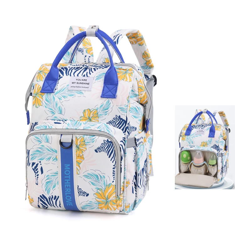 High Quality Colorful Printed Diaper Bag Girl Women Organizer Large Capacity Outdoor Waterproof Mummy Baby Diaper Bag Backpack