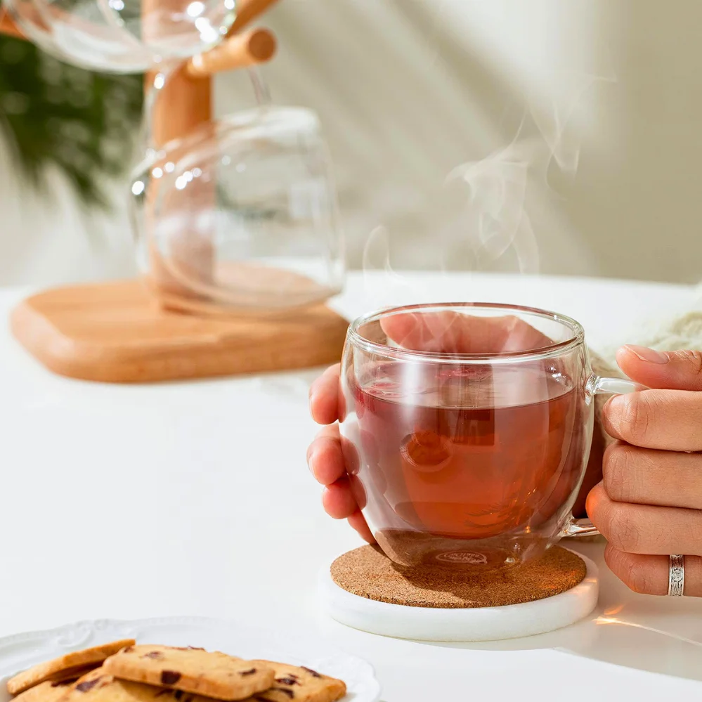 Customizable 350ml Insulated Espresso French Coffee Glasses Double-Wall Glass Tea Cups with Handle Personalized Logo Mugs