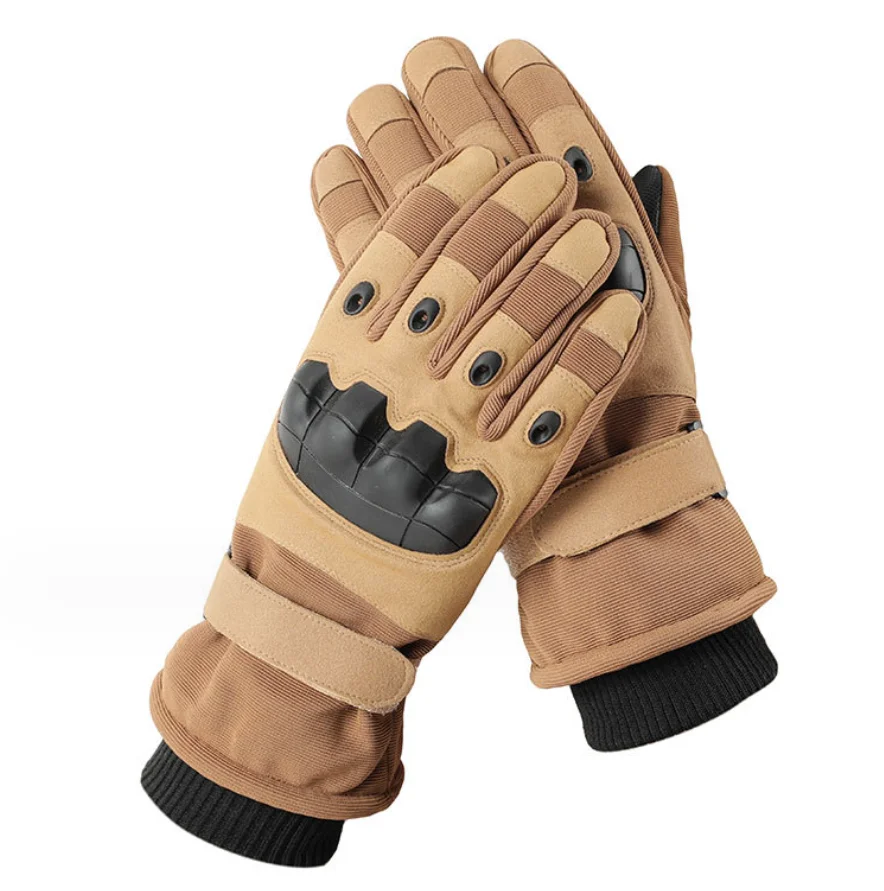 DFU147 Winter fleece liner tactical gloves with silicon hard knuckle and reinforce palm  touch sensor fingers