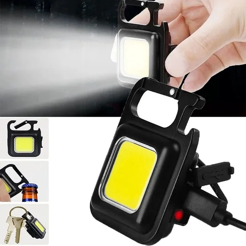 Free Samples Mini Portable Pocket USB Rechargeable Flashlight for Camping LED COB Keychain Working Light