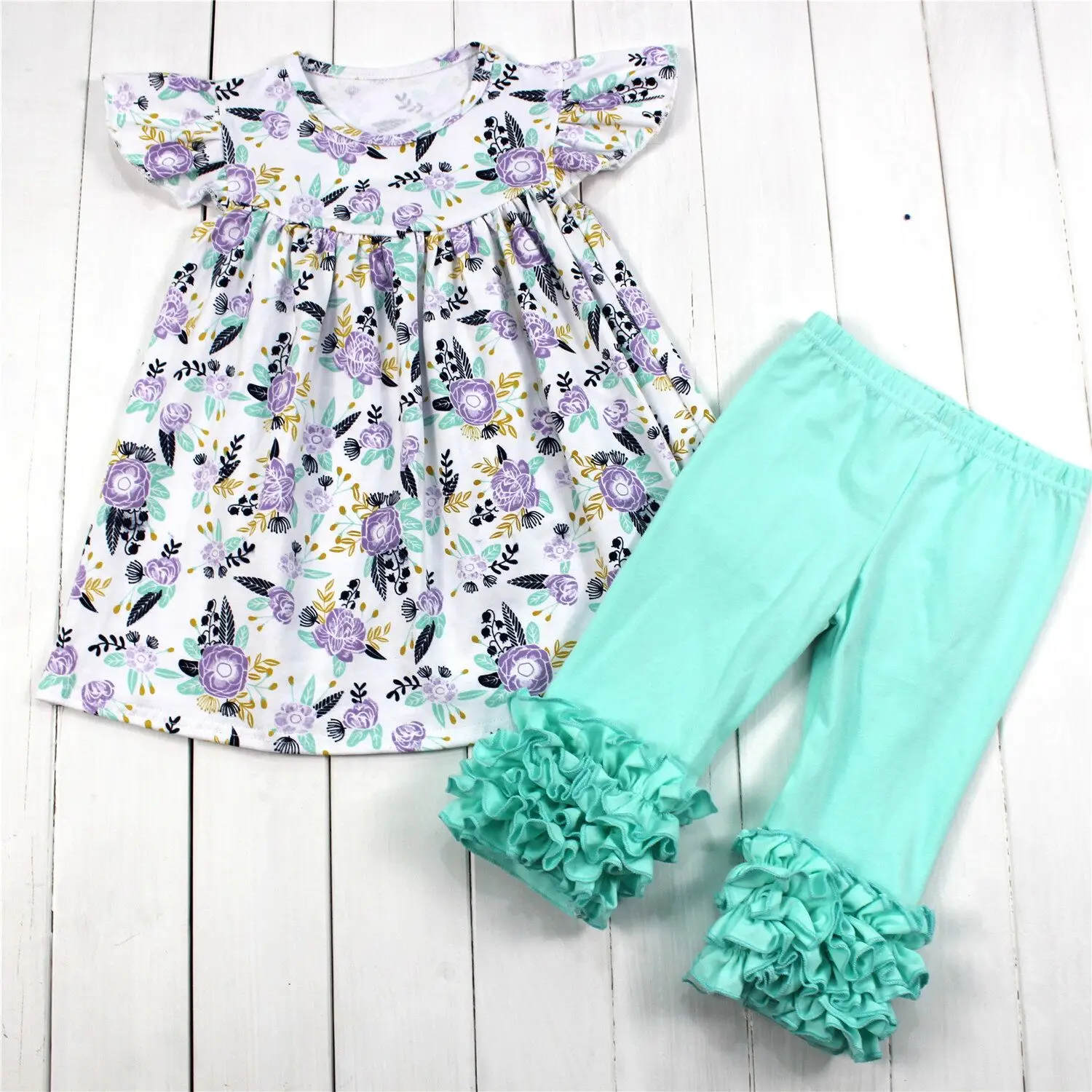 Fashion kids outfits tunic dress sets baby girl clothes wholesale children clothing 2022