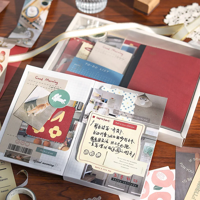 Simno Kawaii Handbook Stationary Set A6 Color 256 Pages Notebook  Gift Set Scrapbooking Journal DIY Kit
