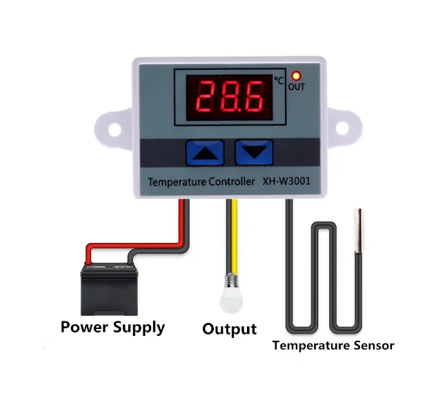 12V/ 24V/ 110V-220V W3001 Digital LED Temperature Controller 10A Thermostat Control Switch Probe XH-W3001 NTC Sensor