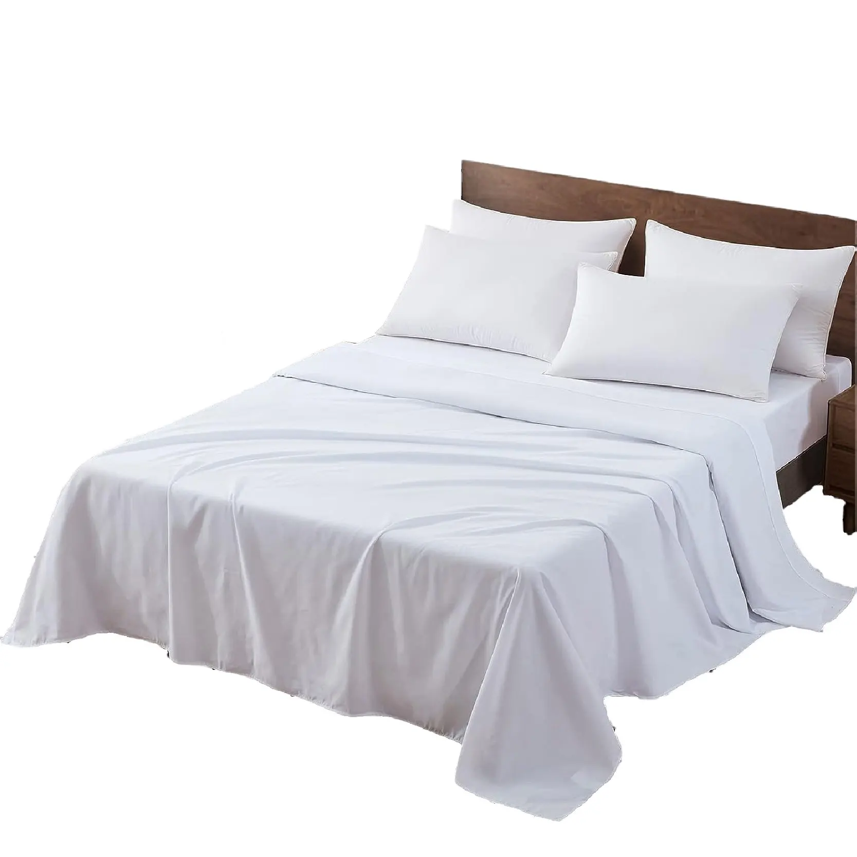 Hotel bed linen suppliers direct sales high quality plain dyed white double size flat Multipurpose bed sheet