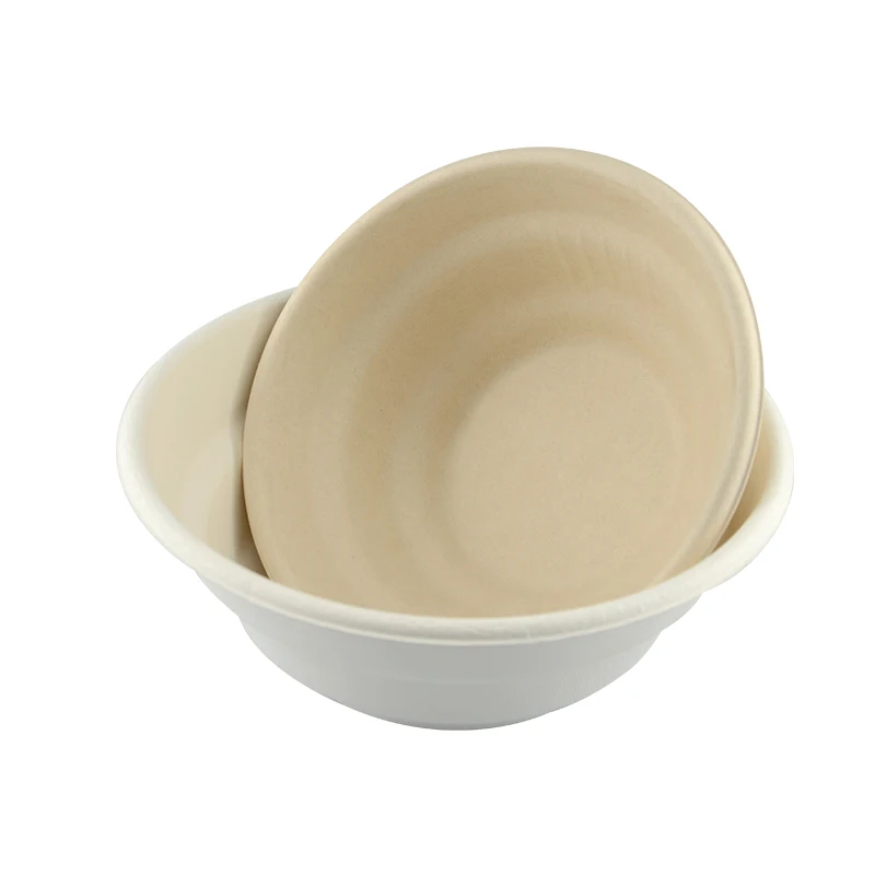 Bpi Certified Disposable Cereal Bowl Large Bagasse Pulp 500ml 700ml 1000ml Large Double Wall Eco Friendly Bowls