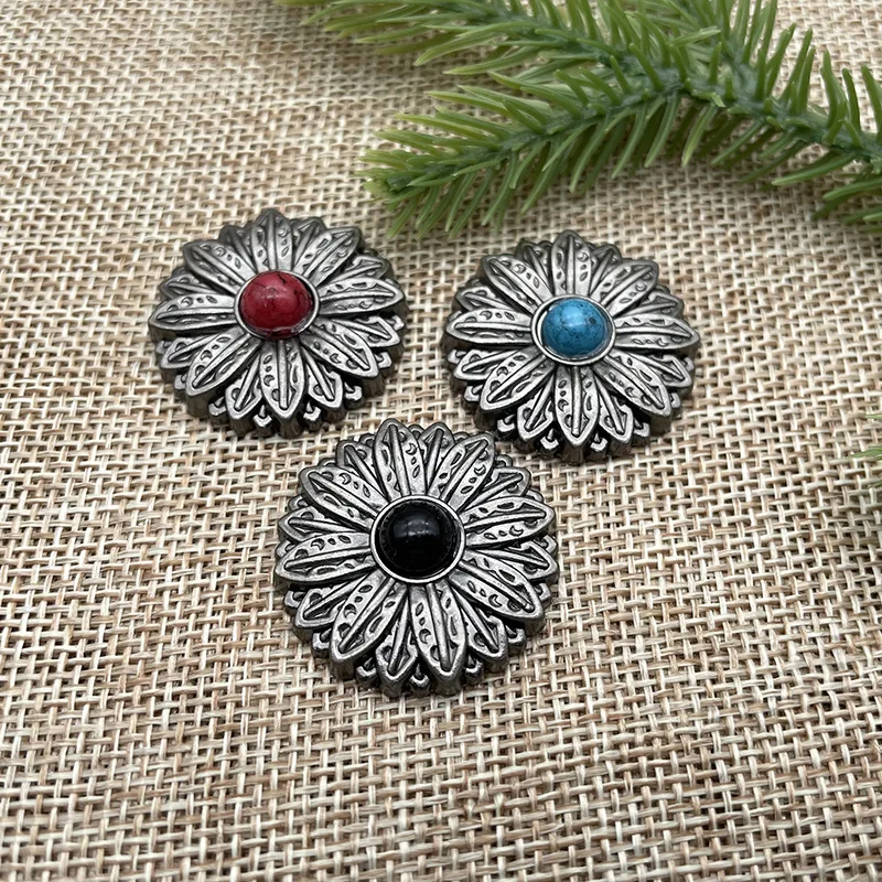 Antique Color Design Custom Screw Back Metal Saddle Conchos for Leather Western Belt Buckles