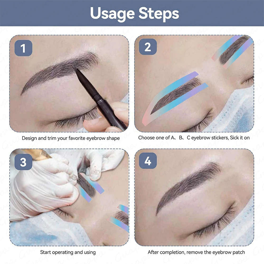 Holographic Silver Eyebrow Airbrush Shaping Stencils Brow Guide Shape Outline Tape Eyebrow Sticker Stencil Brow Tinting Template