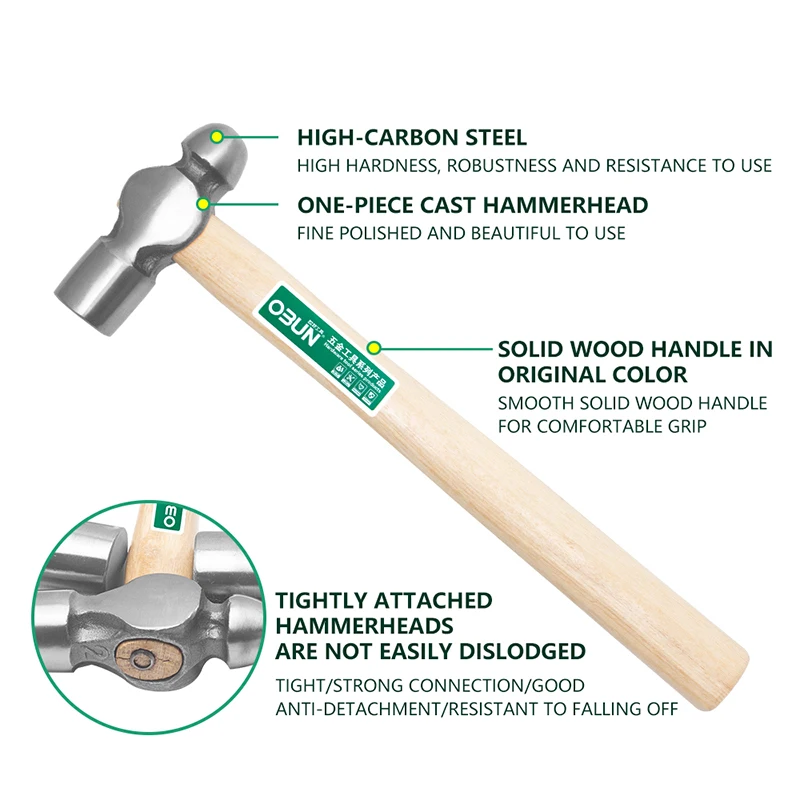 Round Forged Hammer With Wooden Handle Carpentry Installation Hammer Domestic Percussion Hammer