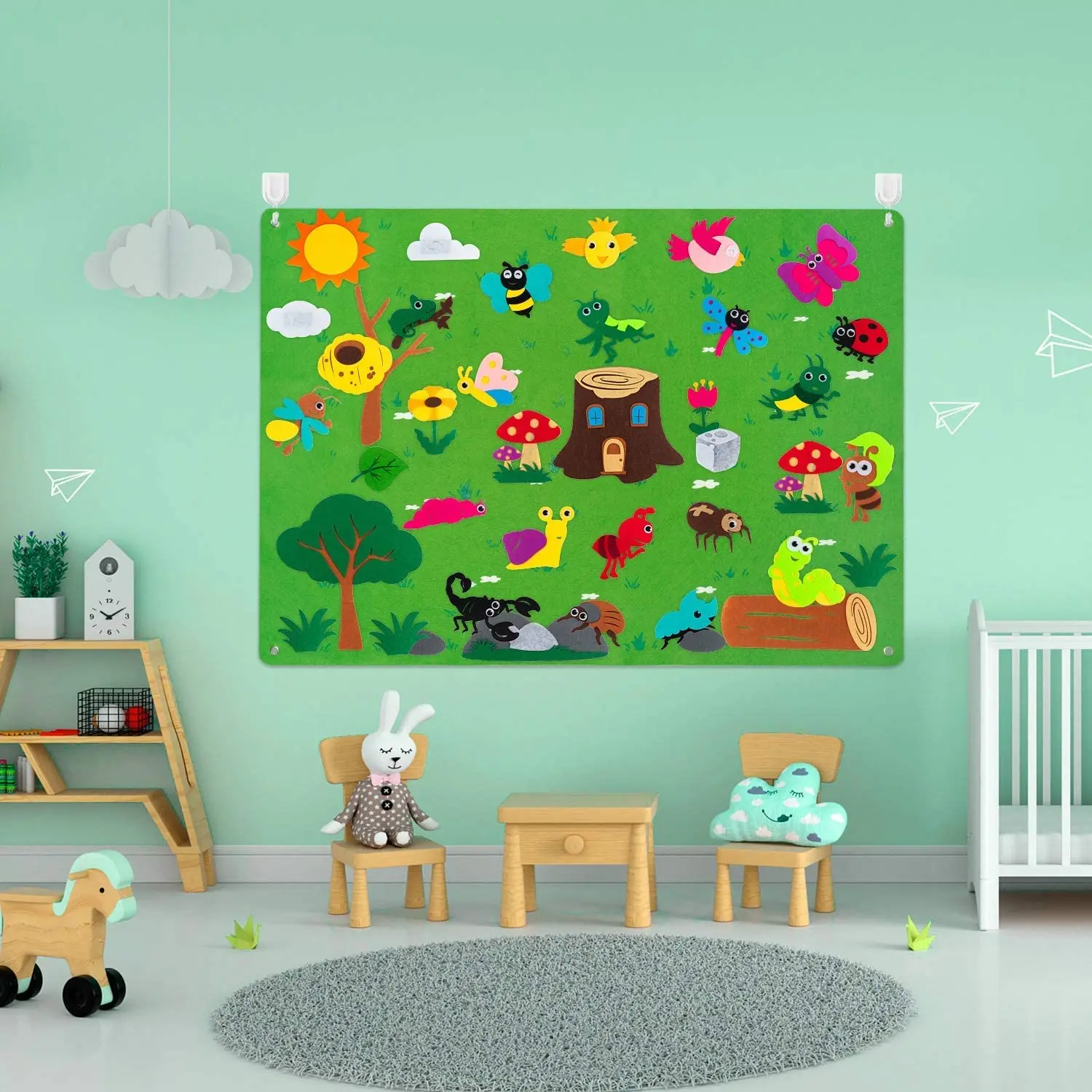 2024 New Design Custom Early Learning Play Kit Wall Hanging Educational Toy Toddlers Insect Animals Teaching Felt Matching Game