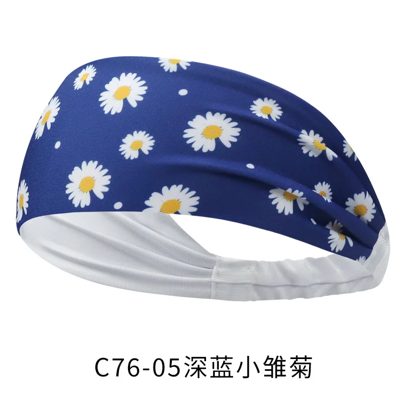 Yoga hair band Internet celebrity little daisy printed hair band fashion headband sweat-absorbent stretch exercise hair band