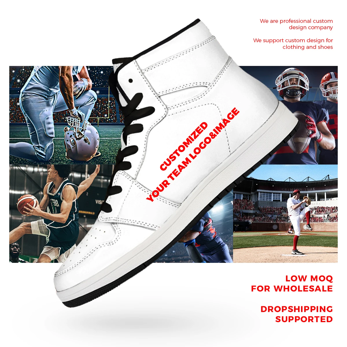 Custom Basketball Stars and Teams Pattern Custom Print Pattern Design Fashion Sneakers Unisex High Top Original Sneakers