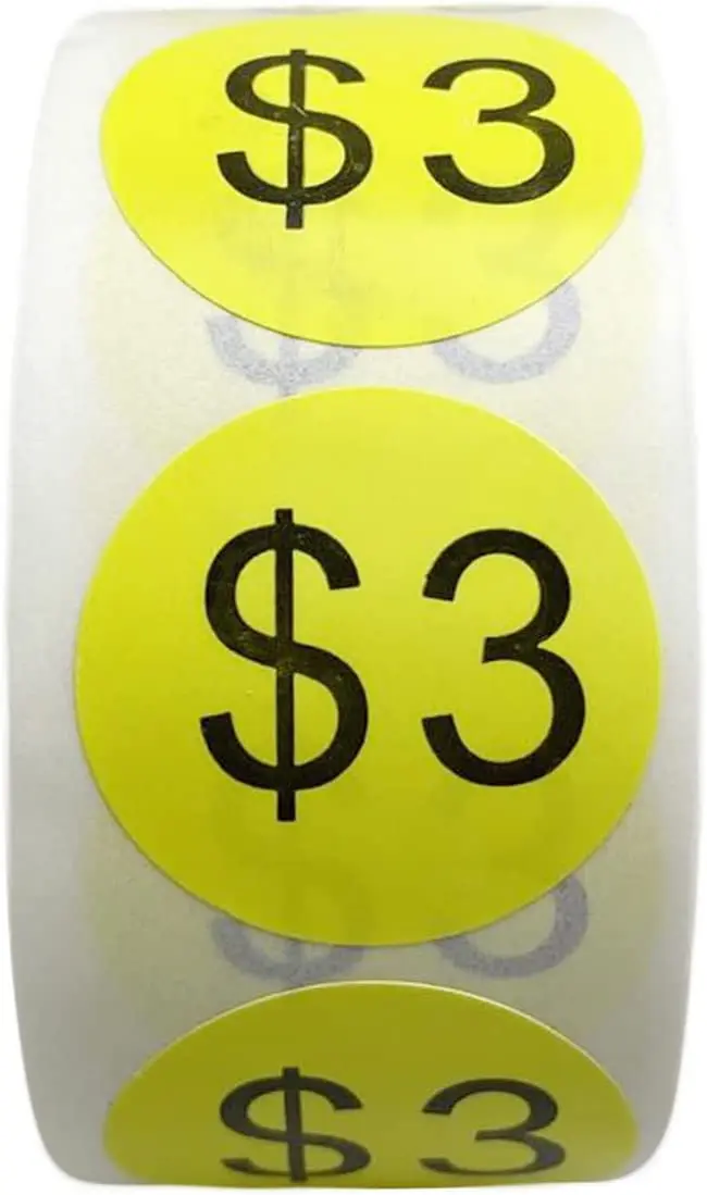 Custom frozen food labels with 500 self-adhesive circles per roll