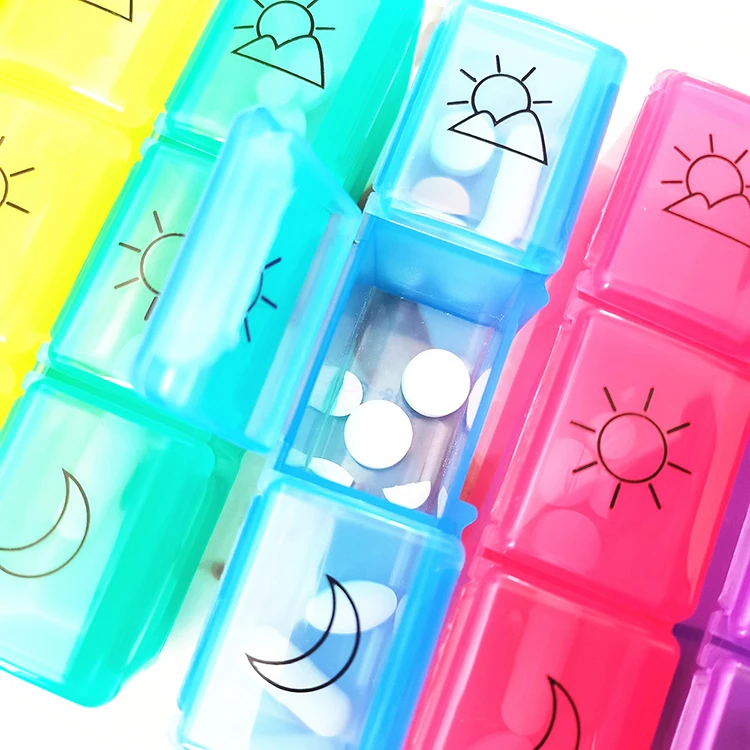 Easy Open pastillero Vitamin pill case Dispenser 7 Compartments Plastic medicine box medicine container