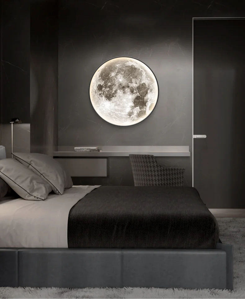 Moon wall lamp simple living room background wall decorative lamp Nordic art bedroom mural lamp