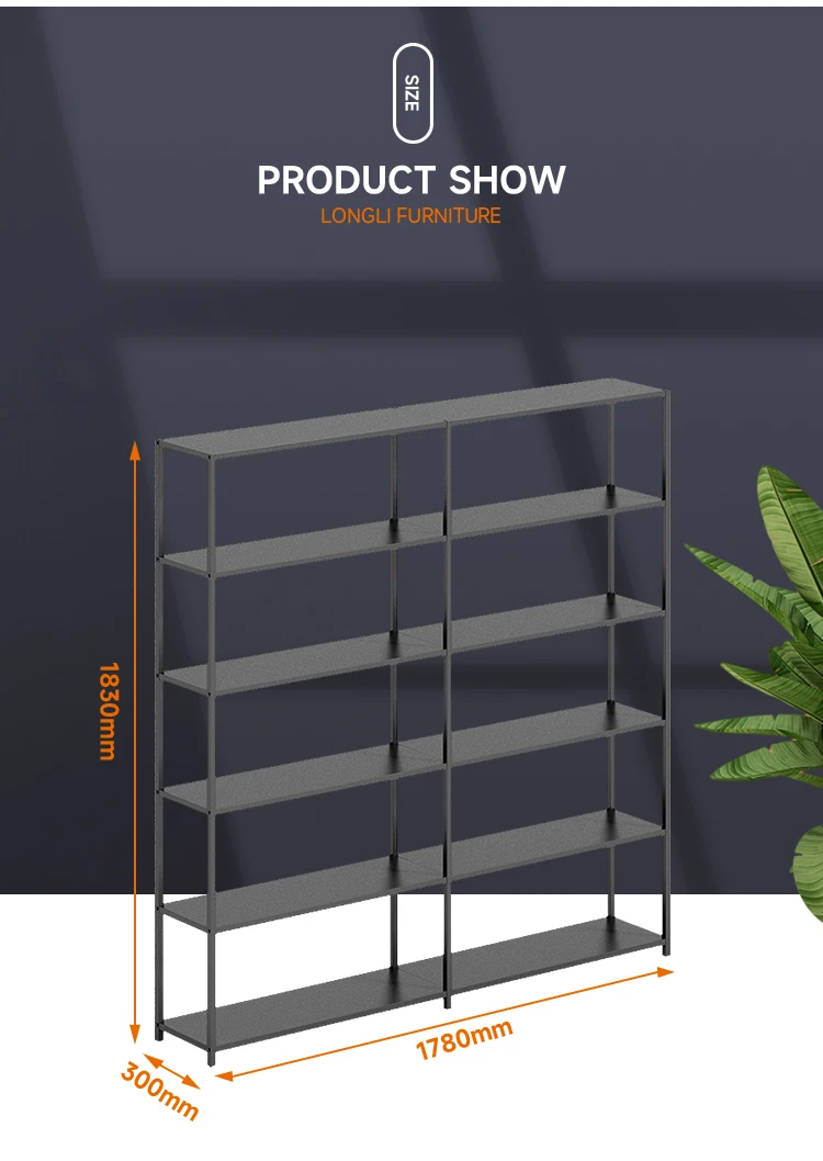 LONGLI OFFICE FURNITURE Tall storage steel display shelves office home use metal racks shelf decorating use