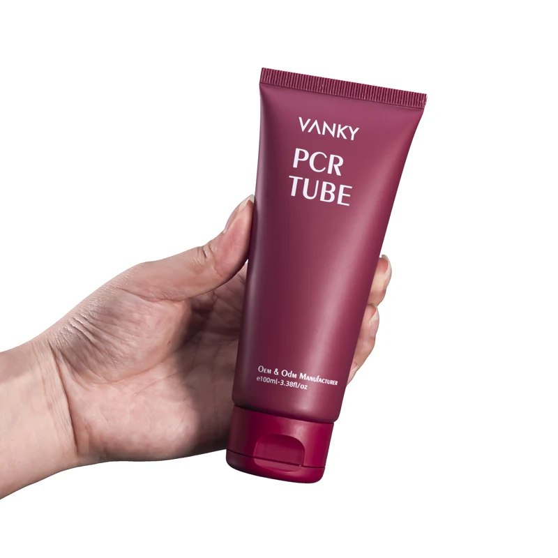 100ml PCR Soft Squeeze Plastic Tubes Matte Red BB Cream Hand Cream Facial Cleanser Tube For Cosmetic With Flip Lid