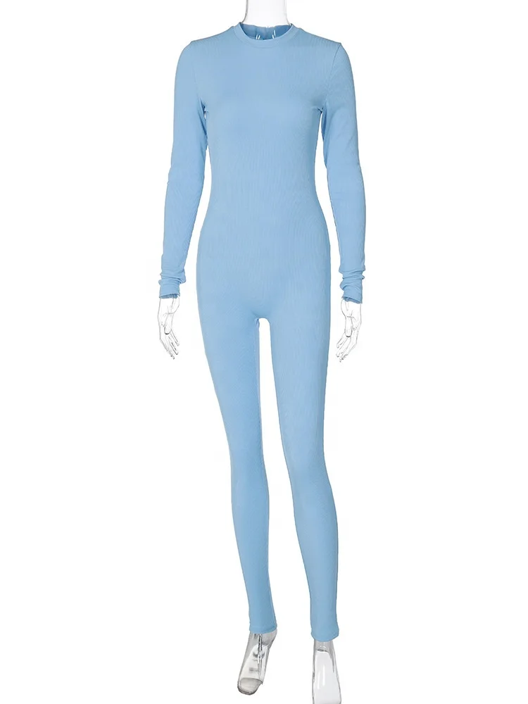 2023 Fashion spring fall one piece women long sleeve jumpsuit solid color summer jumpsuits pants romper bodysuits for women