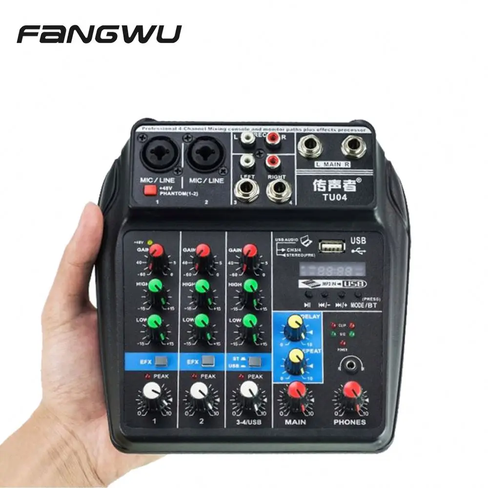 Nigeria Hot Selling Mini 4 Channel USB Audio Mixer Console with Bluetooth