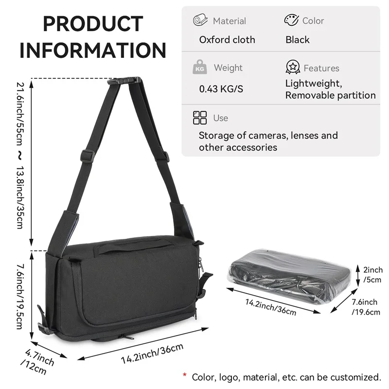 OEM Waterproof DSLR Camera Case Fashion Shoulder Bag with Video Camera Pouch Outdoor Photography Bag