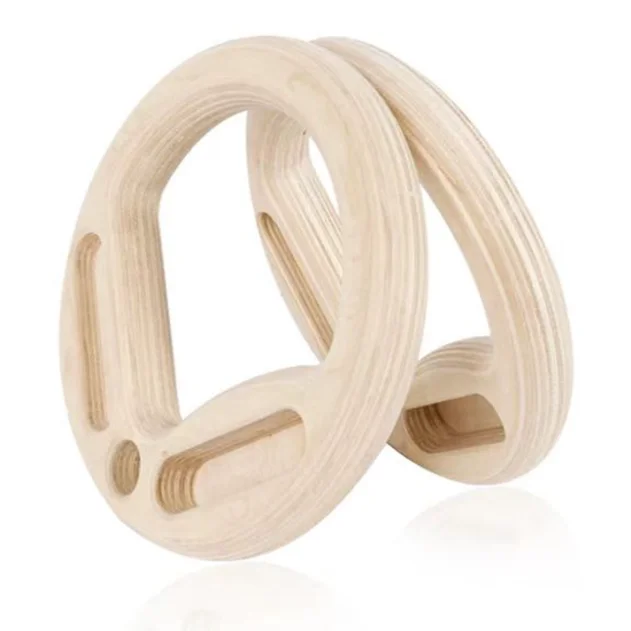 Finger Strength Fitness Wood Gymnastic Rings with Adjustable Straps
