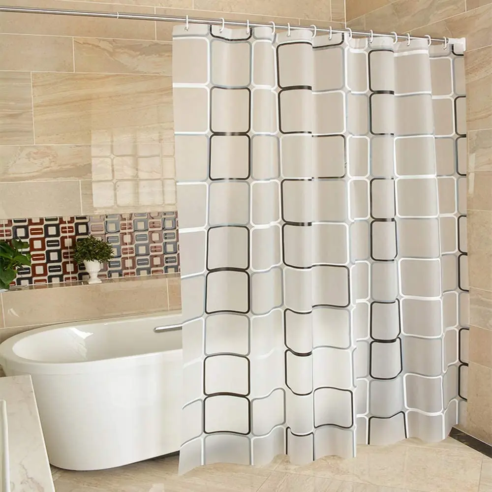 180x180 180x200 Bathtub Bathroom Curtain Custom Print Wholesale Plastic Thick Waterproof 3D PEVA Shower Curtain