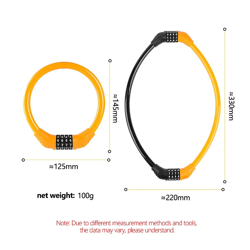  Bicycle Bike Lock 4-Digital Password Security Guard Against Theft Smart E-bike Chain Steel Wire Cable Cycling
