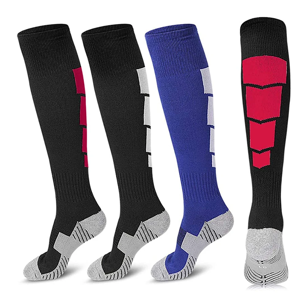 Hot Sell Breathable Knee High Black Sport Football Custom Socks