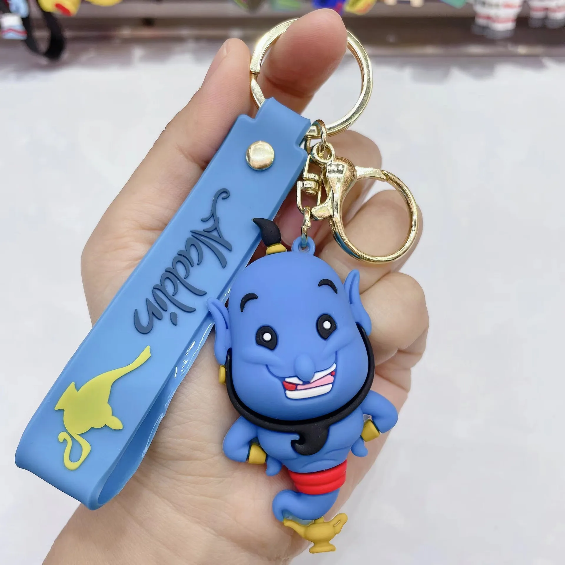 Cute Aladdin Keychain 3D Doll Cartoon Aladdin Lamp New Design Kawaii Bag Small Pendant Jewelry Anime Keychain