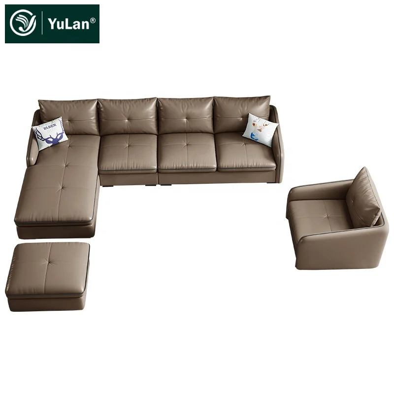 Luxury Modern Sectional Sofa Italian House Living Room Furniture 4 Seater Leather Sofa